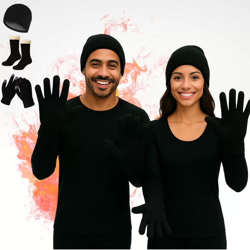Kit de Frio Inverno com Blusa, Calça, Luvas, Touca e Meias Masculino Feminino Confortável