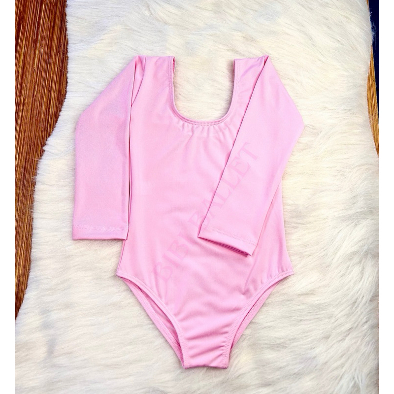 Collant/Body de Manga Longa Para Ballet (Infantil e Juvenil) – PRETO E ROSA