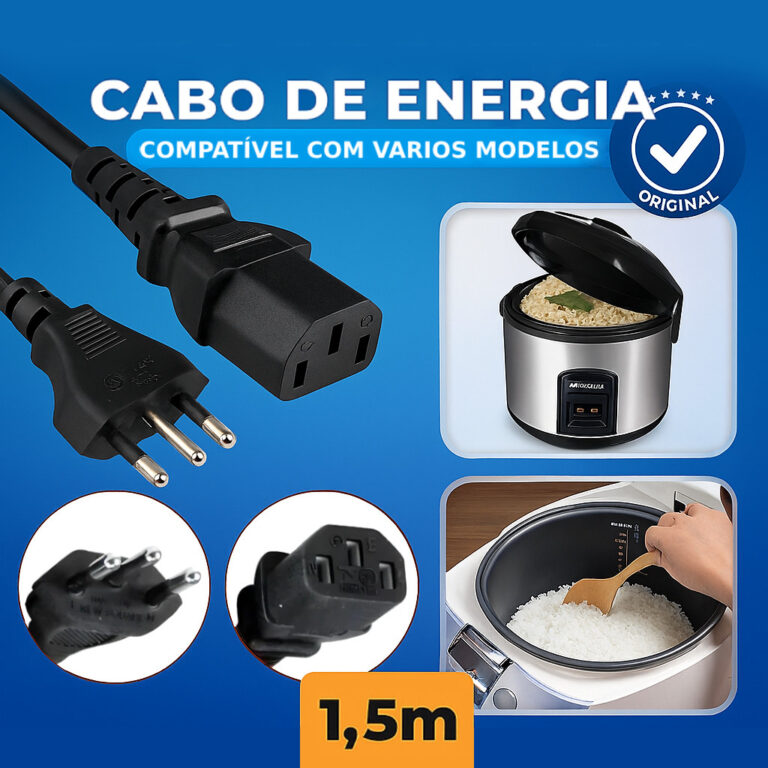 Tomada Para Panela Elétrica 3 Pinos 10A 1,5m Cabo