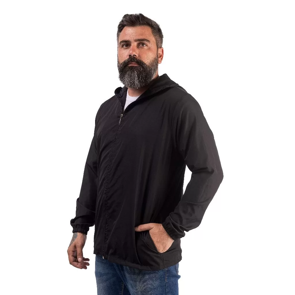 Jaqueta Masculina Inverno Corta Vento Capuz Preta