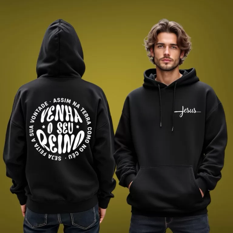Blusa de Frio com Capuz Moletom Cristão Pai Nosso