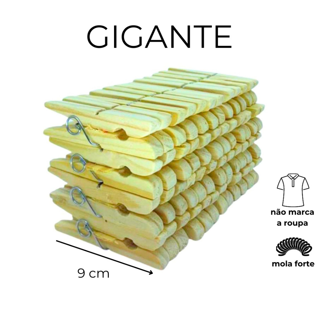 Prendedor de Roupa Madeira Gigante 60, 72 e 120 Unidades Pregador
