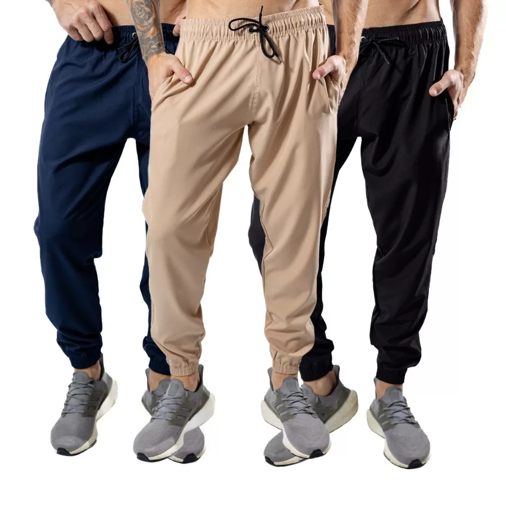 Kit 3 Calça Jogger Tactel com Elastano para Treino Esportiva Masculina