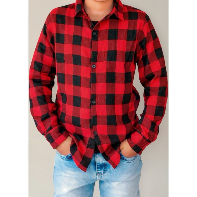 Camisa Xadrez Infantil Flanelada Manga Longa Uniss