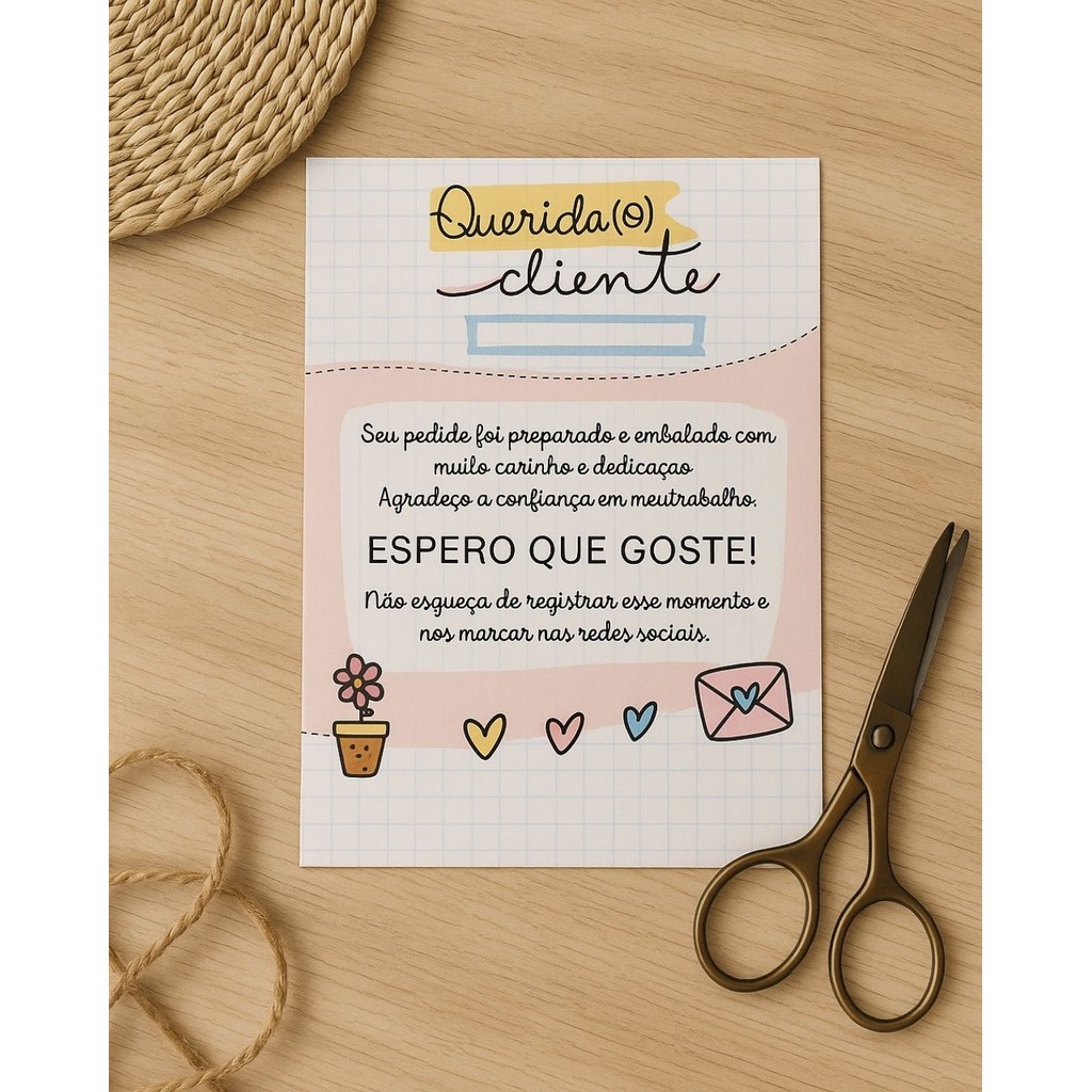 Mini Cartões de Agradecimento ao Cliente Panfleto Personalizado 5,0×6,5 cm Gratidão