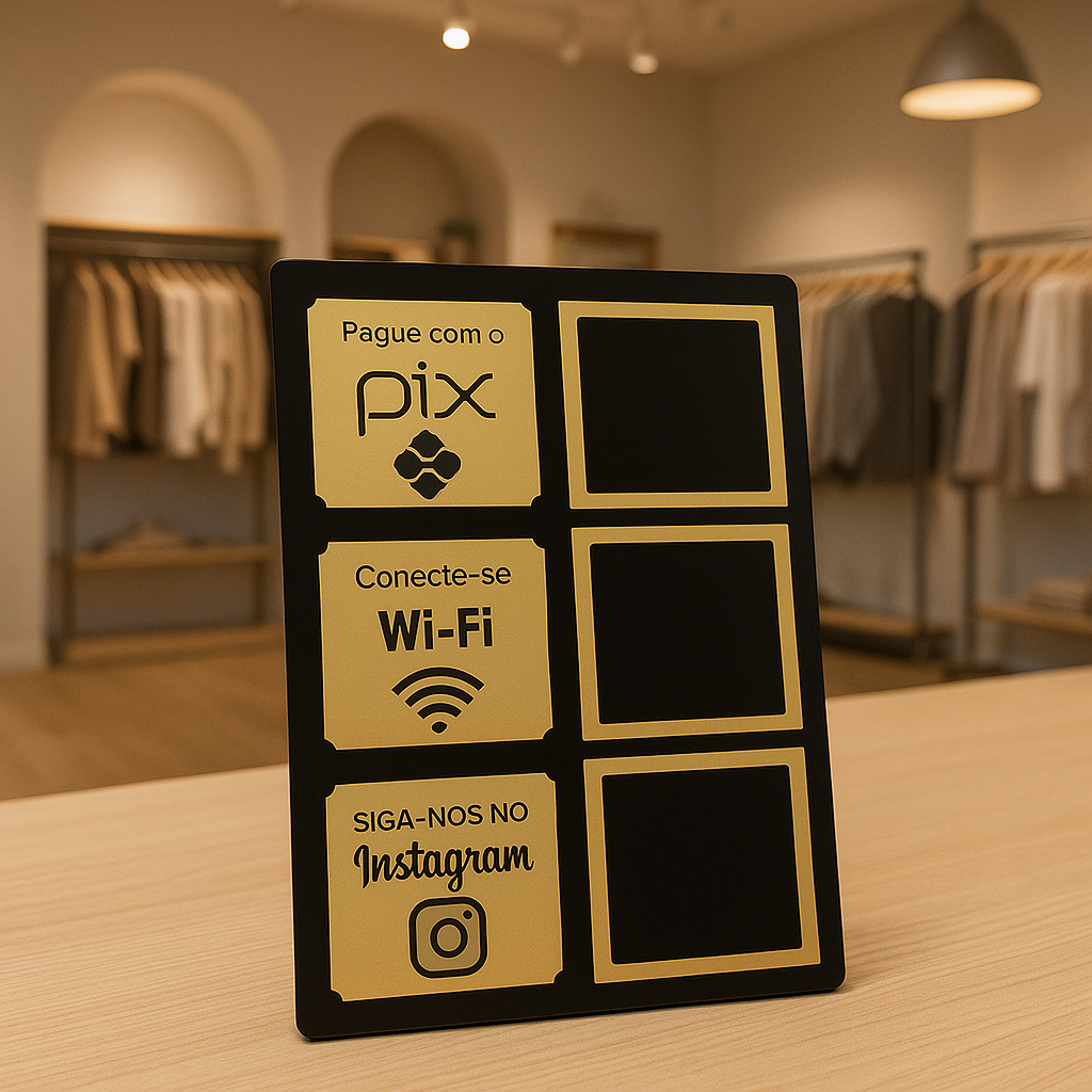Placa Pix Display De Mesa com Wi-Fi E Instagram QR Code Suporte Interativo Para Balcão