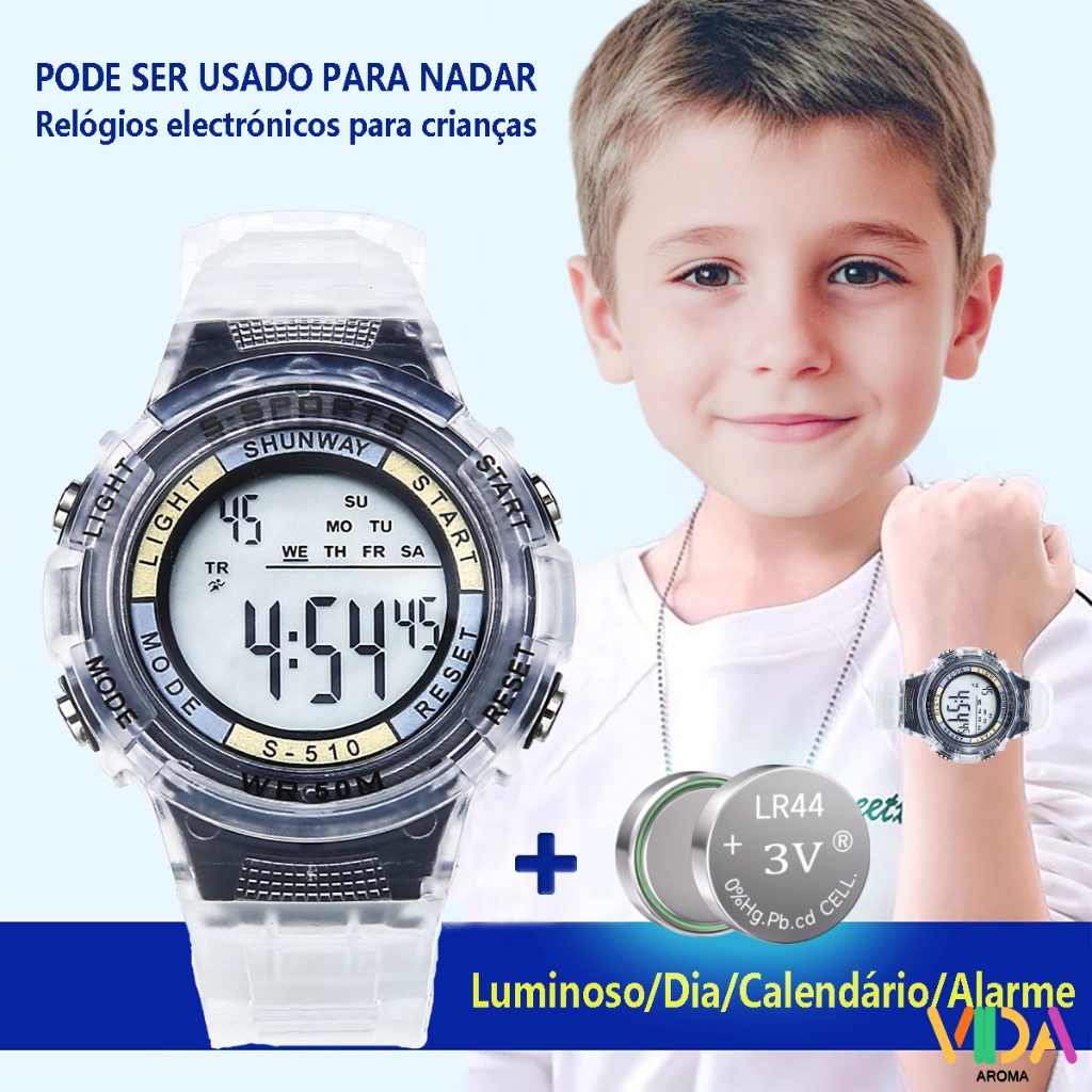 Relógio Infantil  À Prova DÁgua Digital Relógios Luminoso LED Esportivo Cronômetro S510