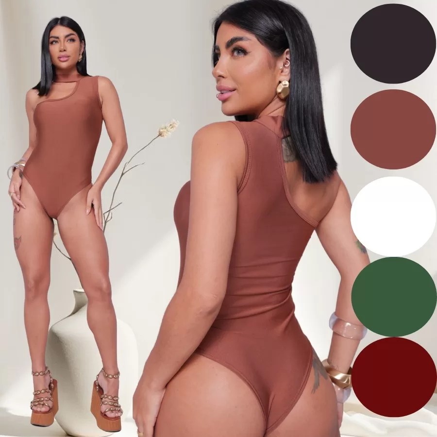 Body Feminino Marsala Mula Manca com Gola Lateral | Estilo Gringa 2025