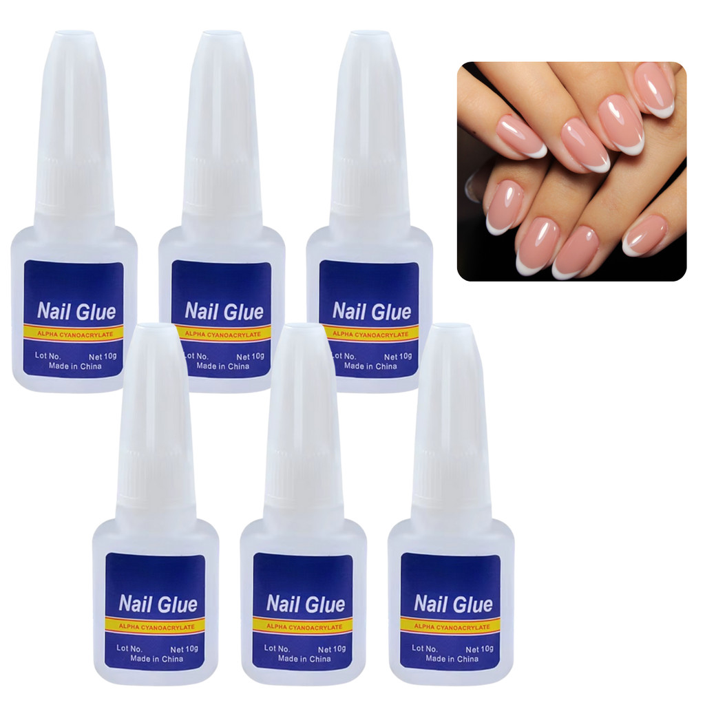 6 Cola Pincel Para Unha Postiças Tips Gel Fibra E Porcelana 10g Aplicador Alongamento