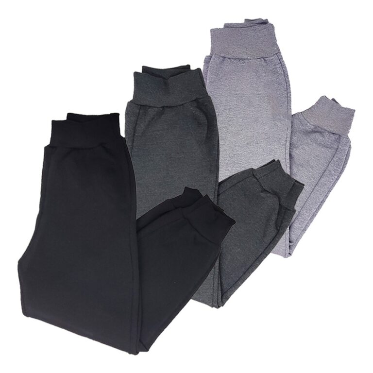 KIT 3 Calças de Moletom Infantil Algodão Felpado