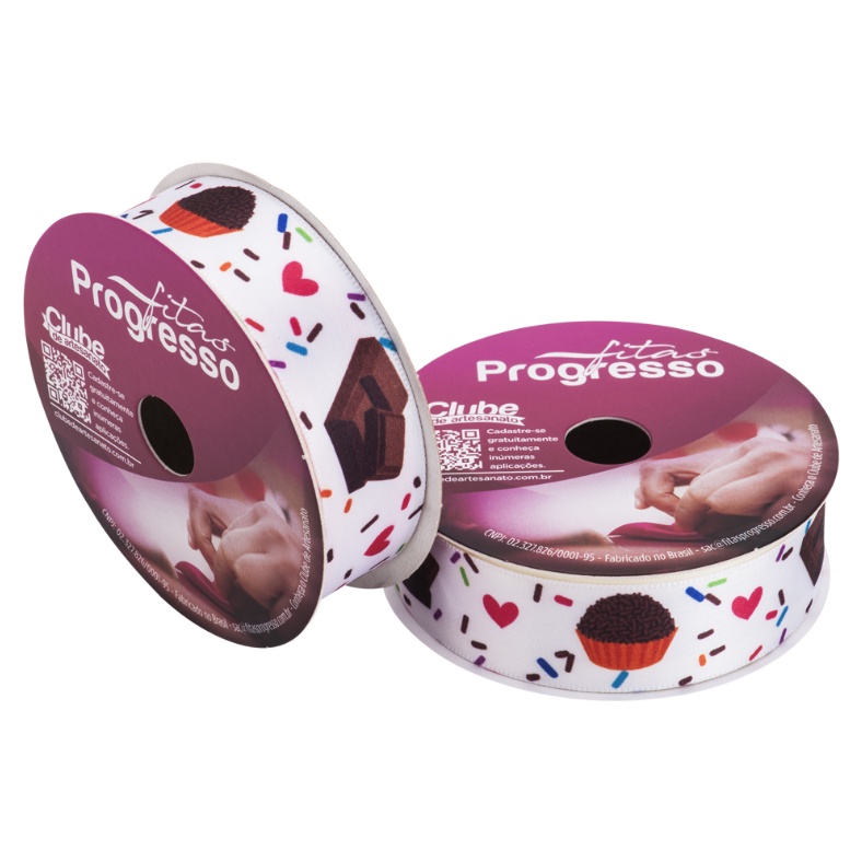 Fita de Cetim Brigadeiro e Barra de Chocolate Cor 108 22mm 01 unidade 10 metros Kafe Embalagens