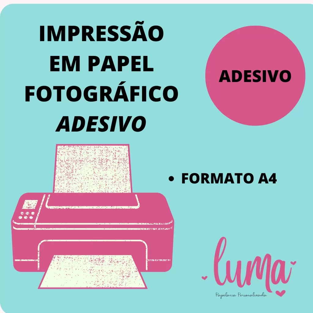 10 Impressão Colorida ADESIVO em Papel Fotográfico 115gr Tamanho A4