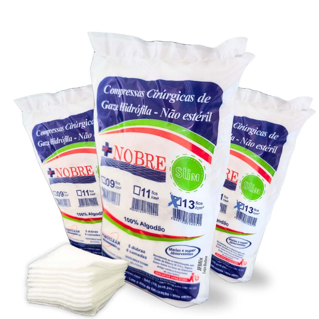 Compressa De Gaze 13 Fios Hidrófila Não Esteril 3 Unidades C/240g