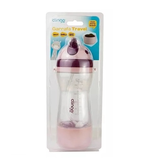 Garrafa Travel Com Porta Biscoito Rose 240Ml  Clin