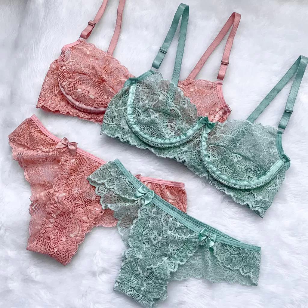 Conjunto Lingerie Calcinha e Soutien Sem Bojo Com Aro Sensual Sexy Luxo Eu Sou Estilo