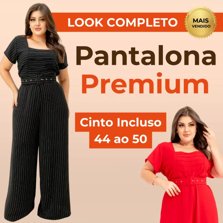 CLASS  Macacão Plus Size Pantalona com Cinto Incl