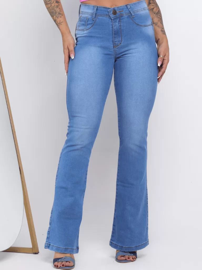 Calça Jeans Feminina Flare Cintura Alta Levanta B