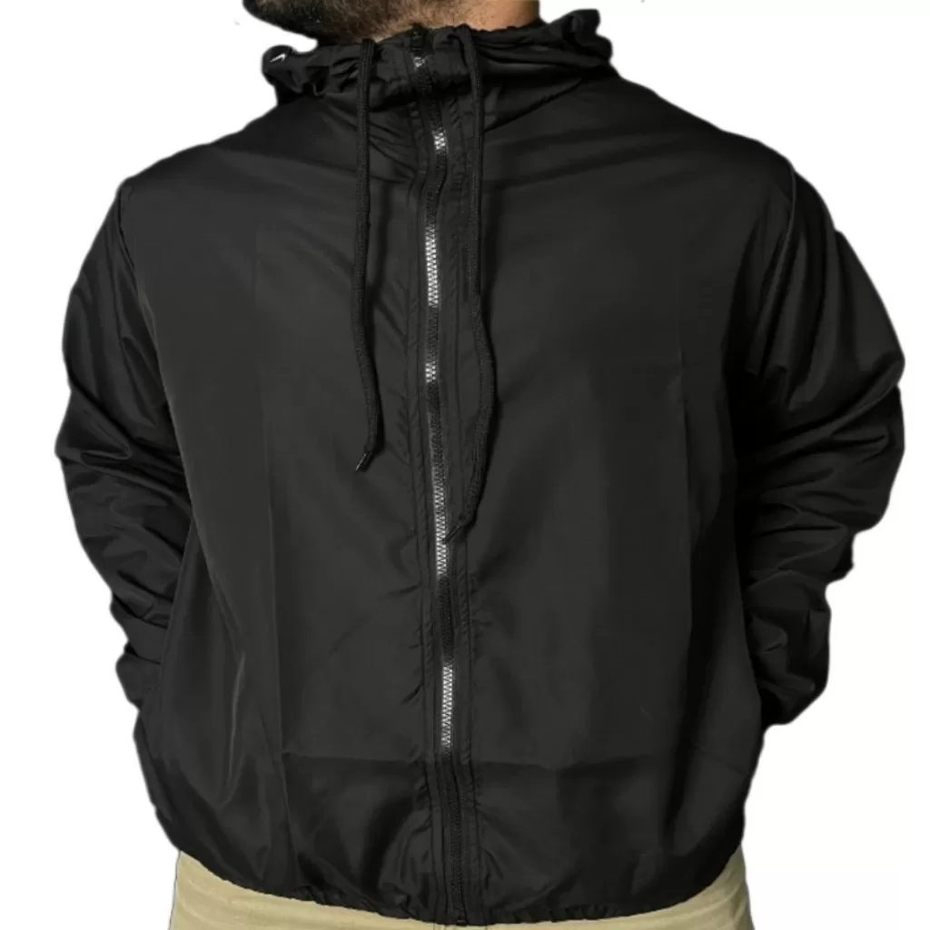 Jaqueta Corta Vento Masculina Impermeável Semi Forrada Com Capuz – Gola Alta