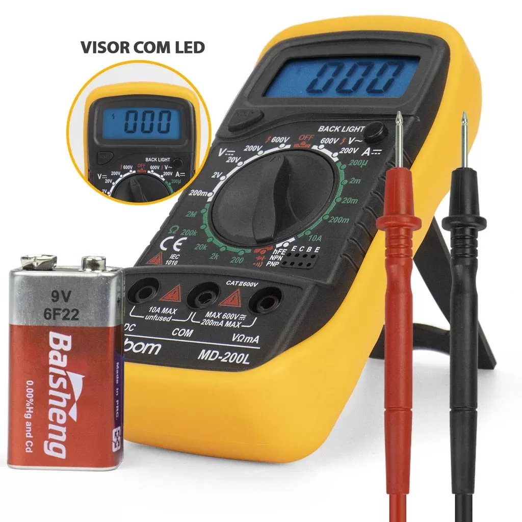 Multímetro Digital Portátil Profissional Com Beep Iluminação