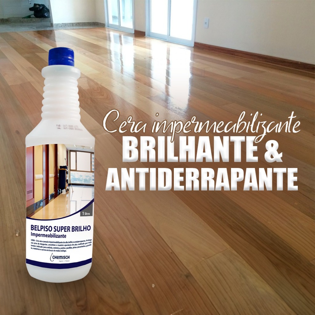 Cera Pronto Uso Belpiso Super Brilho 1L Para Madeiras Pisos Incolor Antiderrapante