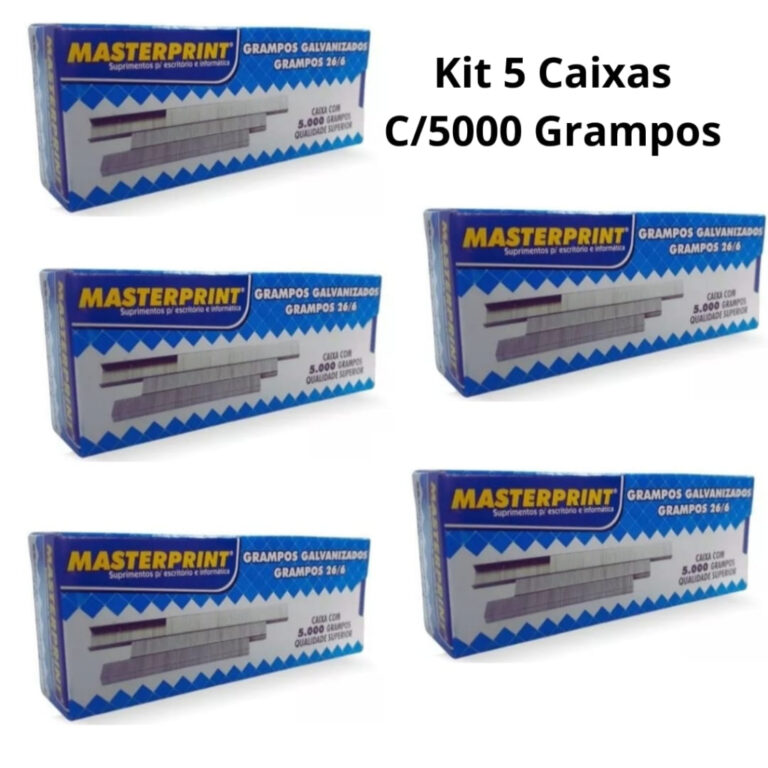 Kit 5 Caixas Grampos 26/6 Galvanizados C/5000 Unid