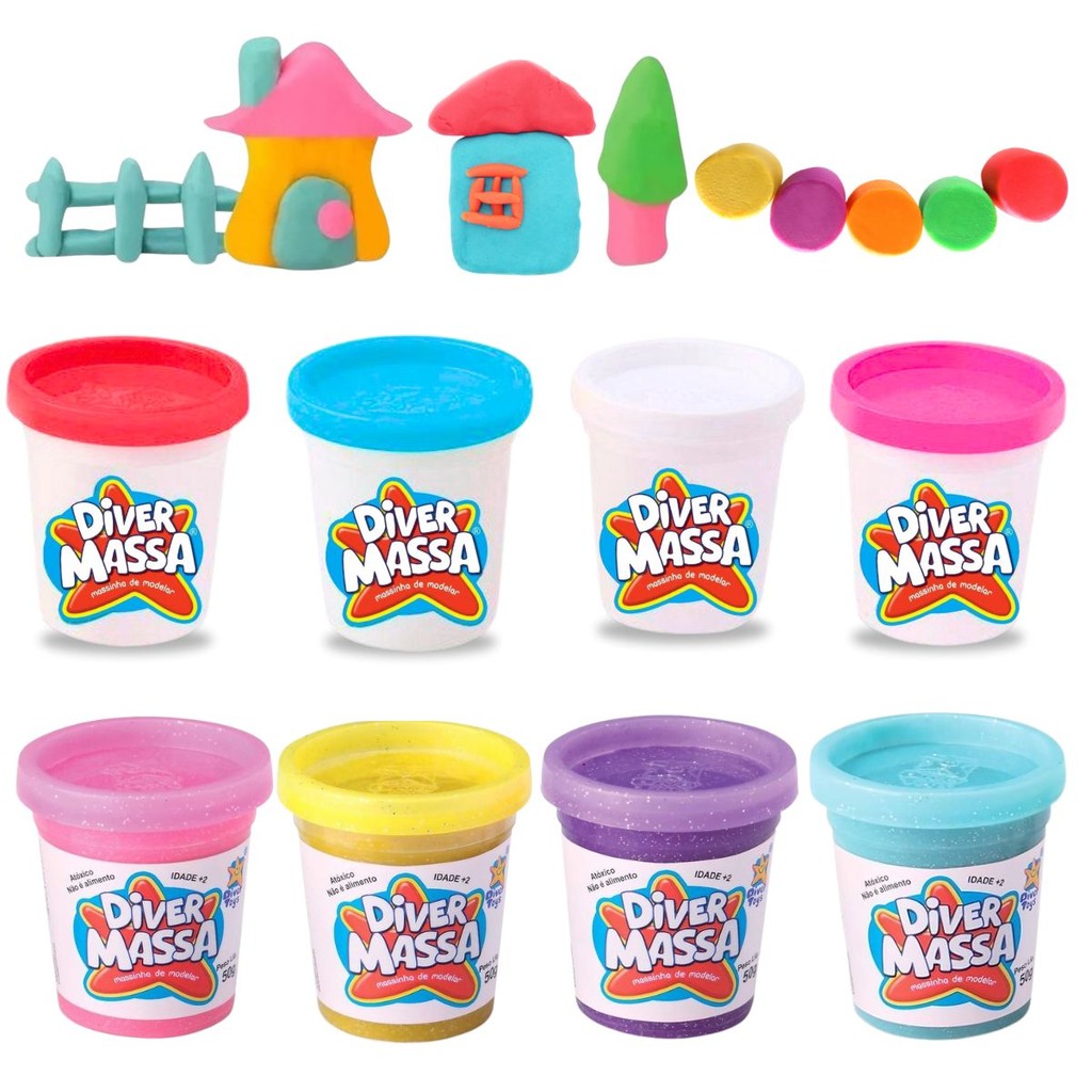 Kit Massinha de Modelar Colorida Infantil Varias Cores