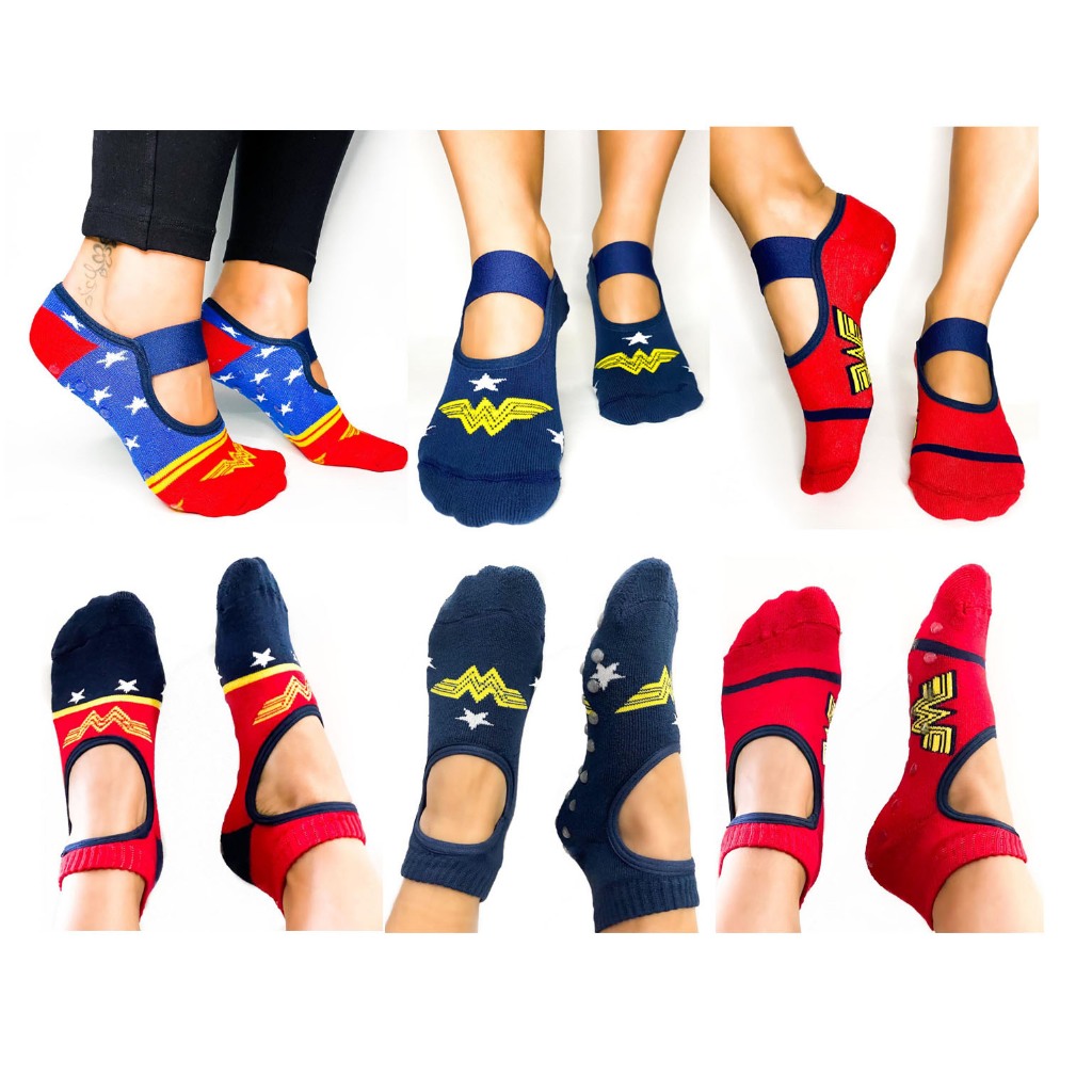 Kit 10 Pares Meia Sapatilha Mulher Maravilha  Feminina Pilates Yoga Antiderrapante