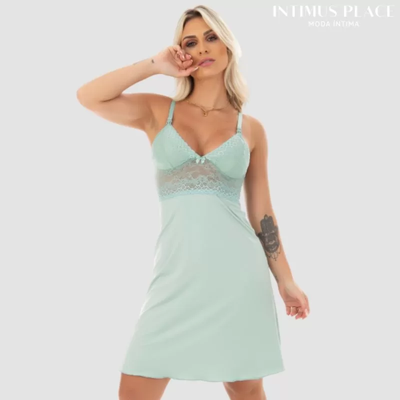 Camisola amamentação com click abre facil com detalhe em renda