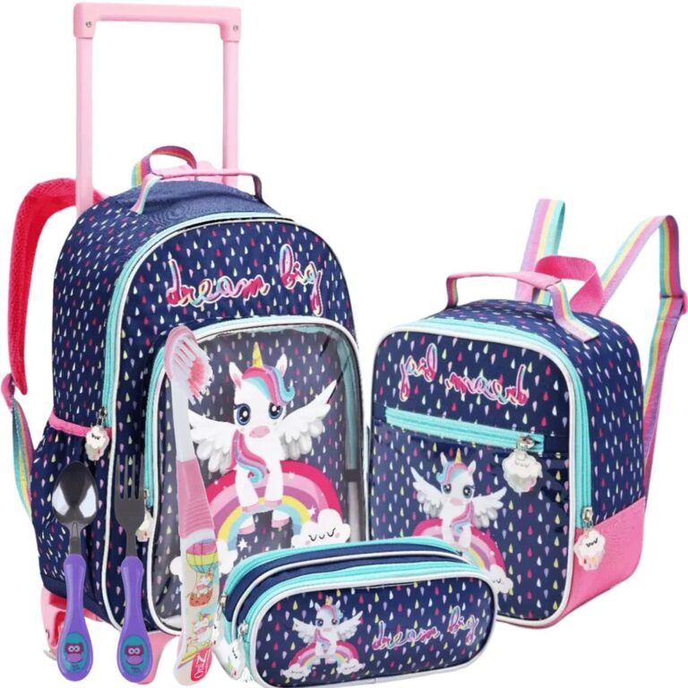 Mochila Infantil Escolar Unicornio Rodinhas kit Co