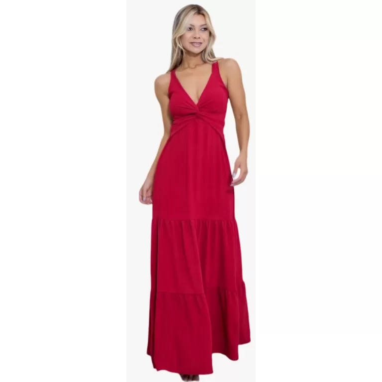 Vestido Longo Amarração Com Bojo Feminino Elegan