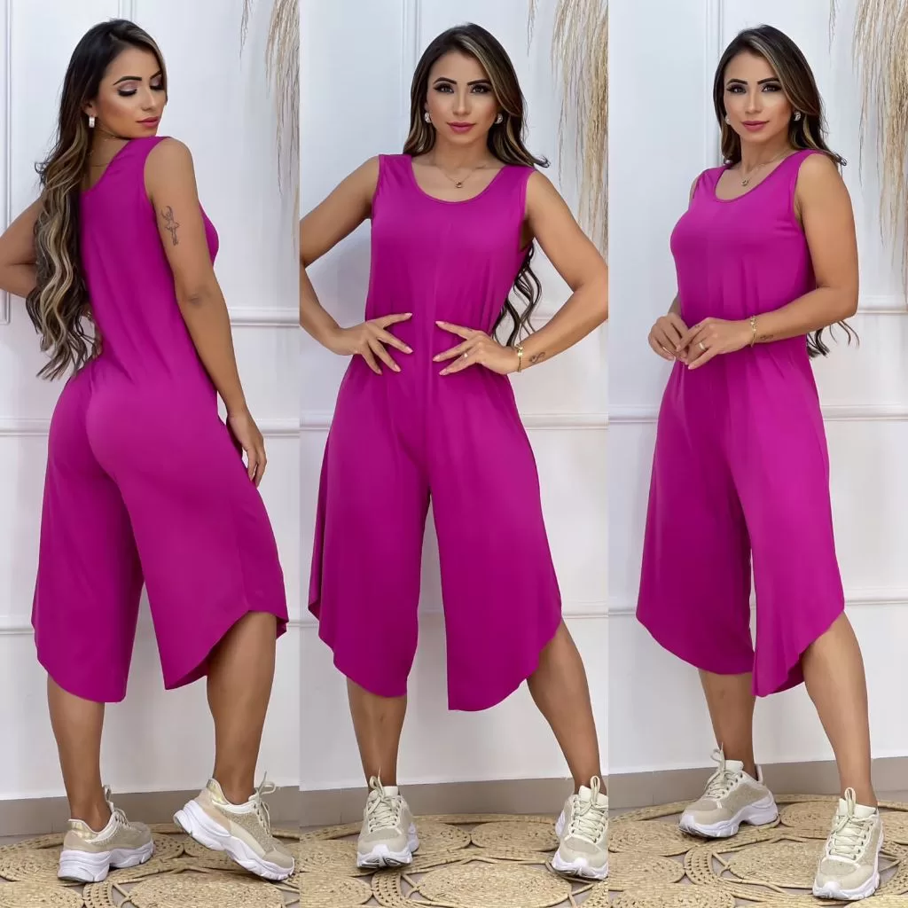 Macacão Pantacourt Midi mais vendidos casual larguinho alça Larga Feminino casual