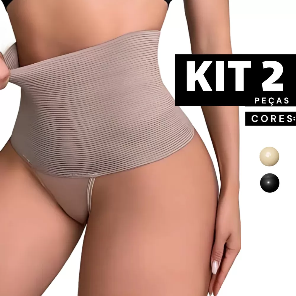 Kit 1 à 2 Calcinha Cinta Modeladora Zero Barriga Alta Compressão Confortável Reduz Medidas Não Marca
