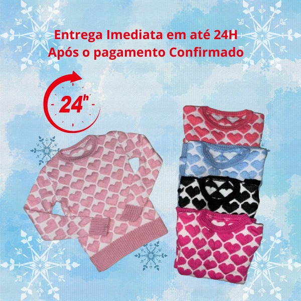 Blusa Infantil de Frio Lã Tricô Manga Longa Sué
