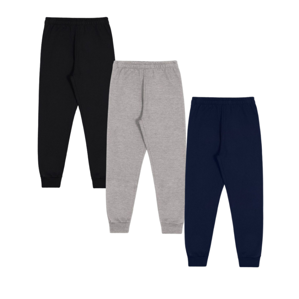 Kit 3 Calças de Moletom Infantil  Unissex 1 ao 16 Anos