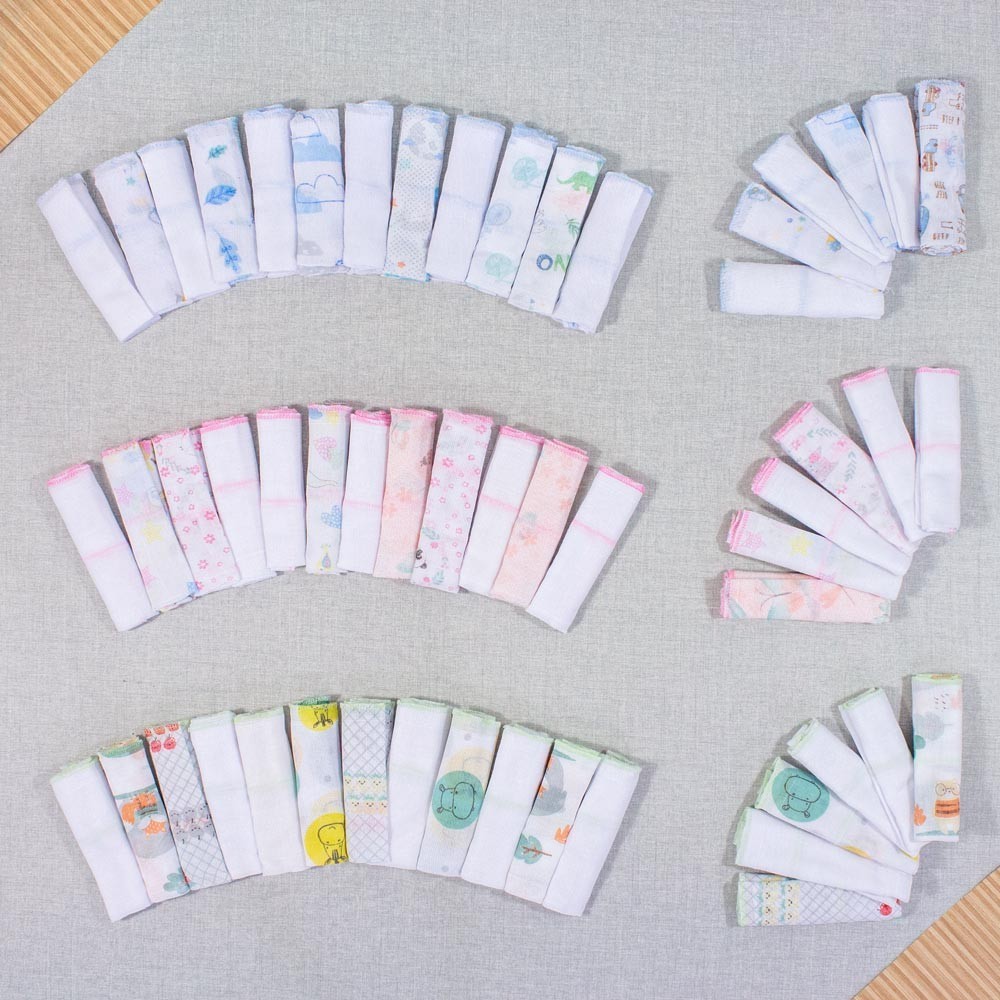 Pano de Boca para Bebê Estampinhas Sortidas Kit 6 ou 12 Peças