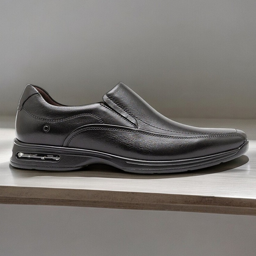 Sapato Masculino Social Couro Sem Cadarço Elastico Conforto Democrata Air Spot Smart Confort 448027
