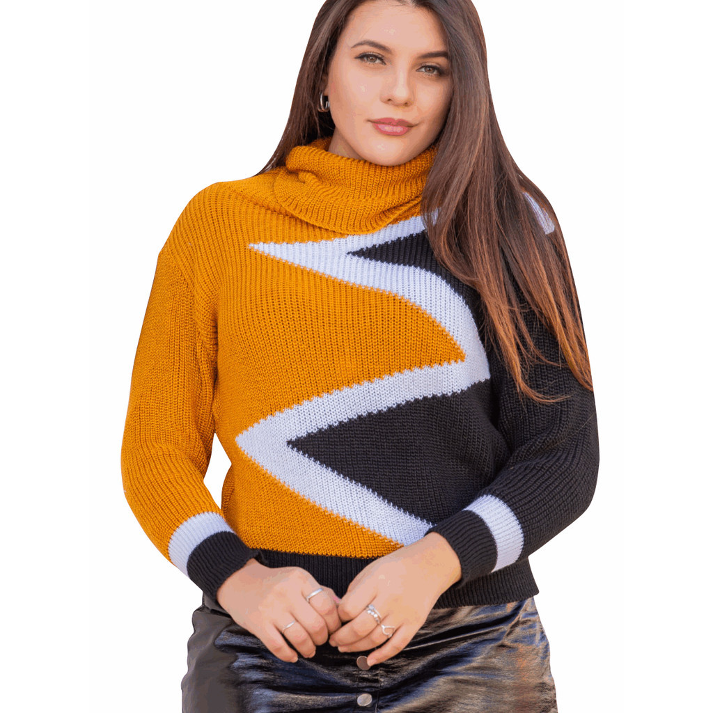 Suéter de Tricô Blusa de Frio Feminina Manga Longa Modinha
