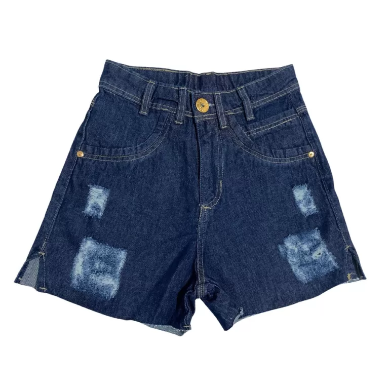 Short Jeans escuro destroyed 100%