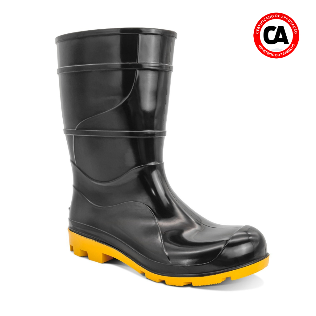 Bota Borracha Galocha Cano Medio PVC Impermeável Antiderrapante Cartom