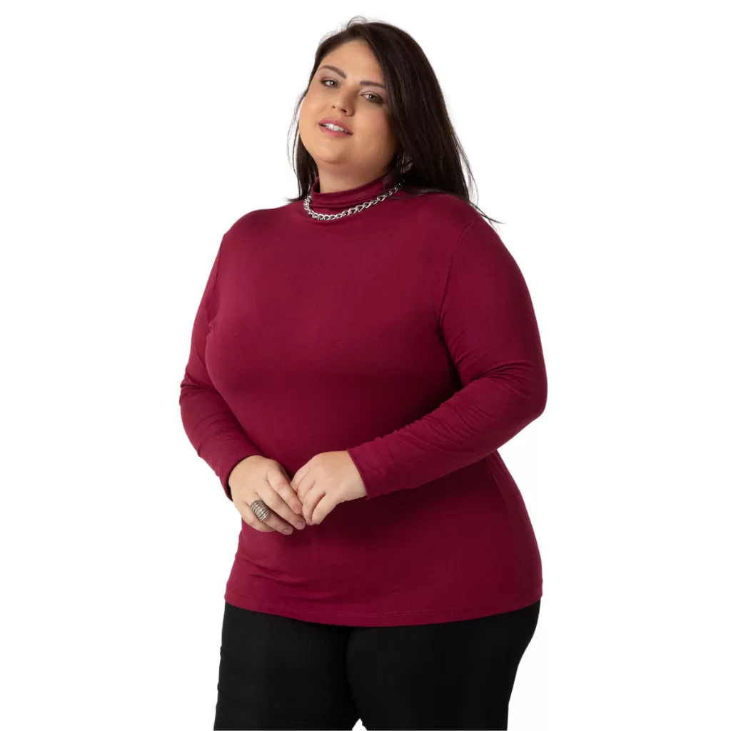 Blusa Segunda Pele com Gola Alta em Viscolycra Tamanhos Grandes 1130-C6