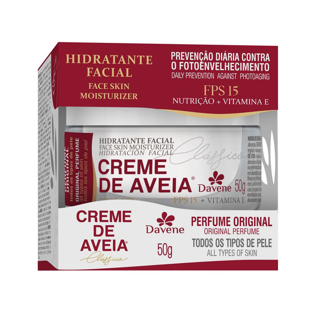 Creme Hidratante Facial de Aveia Clássico 50g – Davene