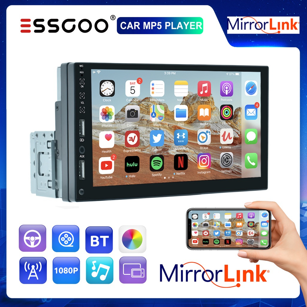 Envio de São PauloESSGOO 1 Din Rádio De Carro Bluetooth 7 Polegada Tela Sensível Multimídia MP5 Repr