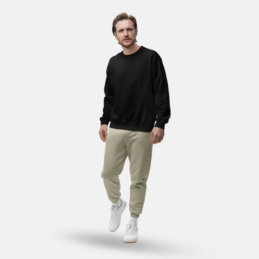 Blusa Moletom Preto Branco Masculino Feminino Gola Careca Algodão Flanelado Básico Liso Unissex