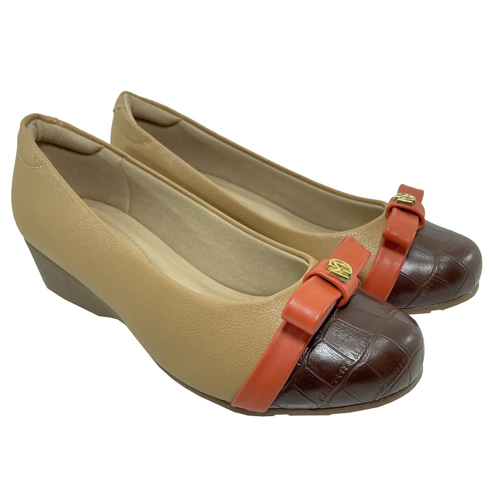 Sapatilha Modare Salto Anabela Laço Feminina – Bege e Marrom