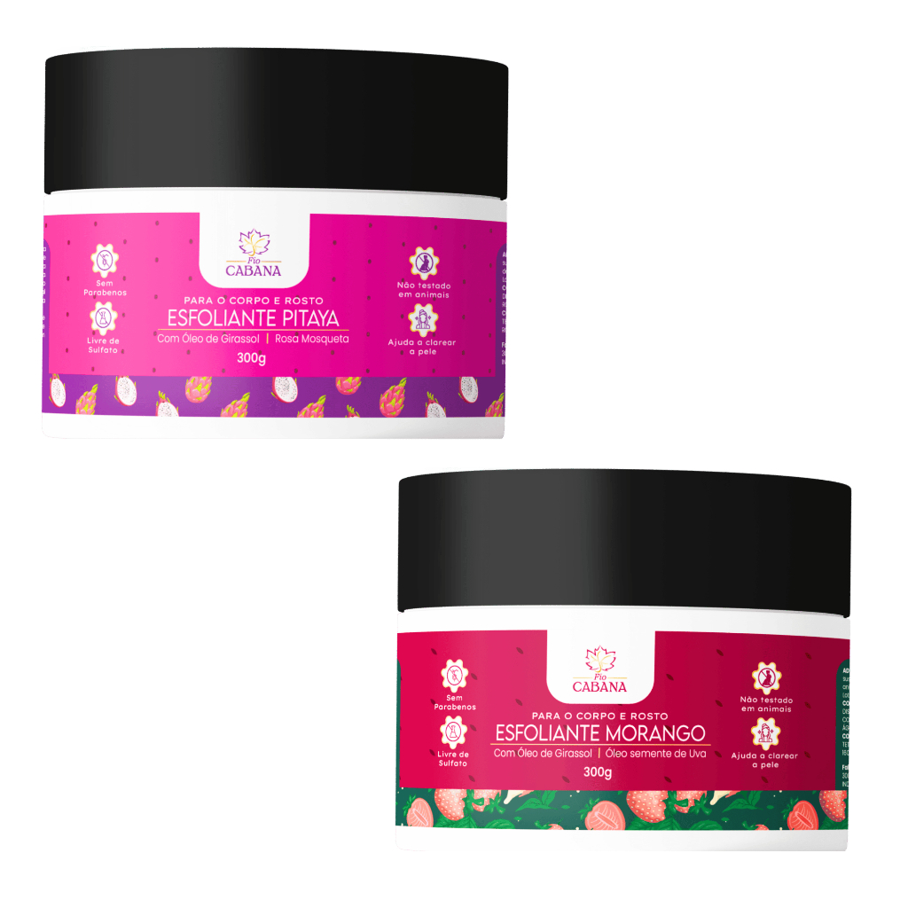 Esfoliante Corporal e Facial Fio Cabana 300g  Morango ou Pitaya – Nutrição e Luminosidade