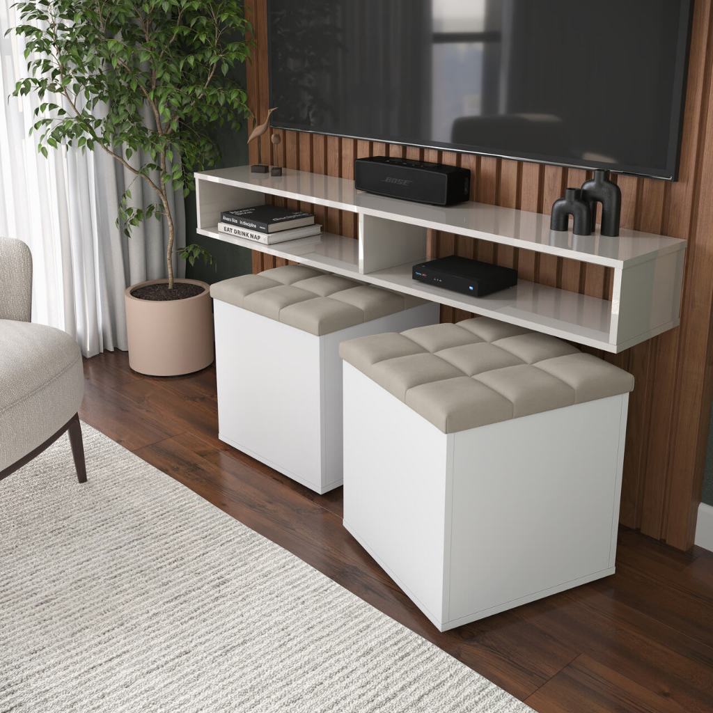 QUEIMA DE ESTOQUE PROMOÇÃO Kit Puff Baú Suede Decorativo Organizador Sala Quarto Escritório