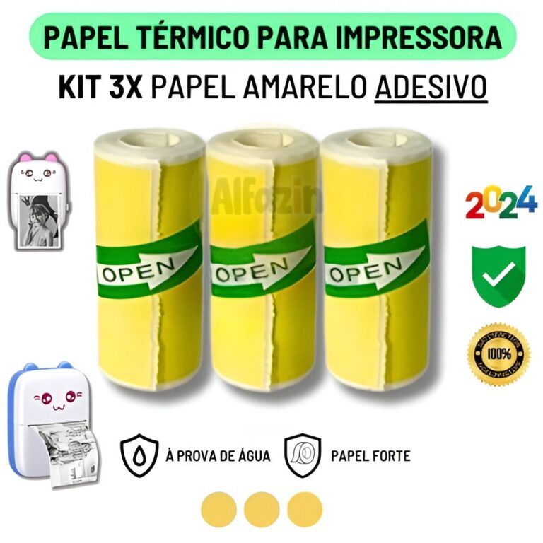 Kit 3 Bobina Rolo Etiqueta Térmica Adesiva 57mm A