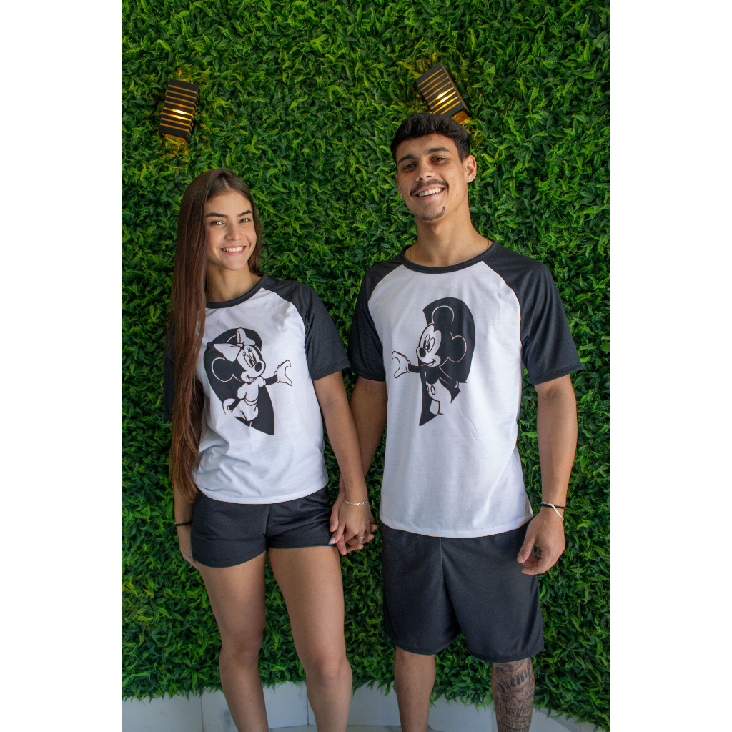 Kit Conjunto Pijama De Verão Casal Namorados Mickey Minnie