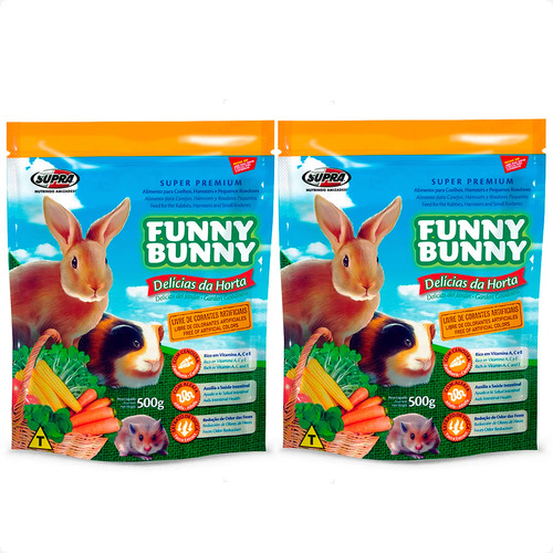 Kit 2 Ração Funny Bunny 500 gr Delícias da Hort