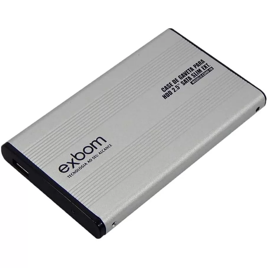 Case Externa HD 2.5 SATA USB 2.0 Exbom CGHD-10 Gaveta Adaptador Portátil Plug E Play